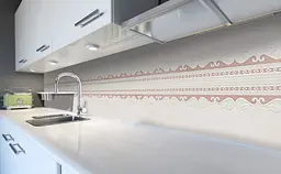 Кухонний фартух Фігурний бордюр Візерунки ПВХ 60х250 см Абстракція Бежевий Happy Pocket Z183817 - мініатюра 5