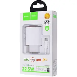 Мережевий зарядний пристрій Hoco 1USB C69A QC 3.0 5A White + USB Cable Type-C - мініатюра 3