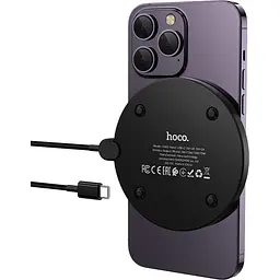 Бездротовий зарядний пристрій Hoco CW62 Peak 15 Вт магнітний, чорний (6942007654517) [176331] - мініатюра 6