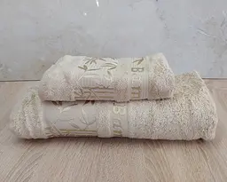 Набір турецьких бамбукових махрових рушників Cestepe 50х90+70х140 Bamboo Zumrut Light Bej