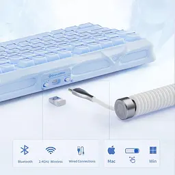 Клавіатура GravaStar Mercury K1 80 keys Kailh Cherry Pink EN BT/WL/USB Ice Blue (GSK1_BLU) - мініатюра 3