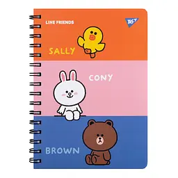 Блокнот пруж. A5 80арк. Line Friends з гумкою 151770/Yes