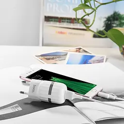 Адаптер мережевий Hoco Wisdom Type-C cable C41A з кабелем біле - мініатюра 3