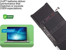 Батарея A1496 7200 мАг для Apple MacBook Air 13 A1466 A1369, змінний акумулятор - мініатюра 2