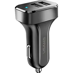 Автомобільний зарядний пристрій Usams C13 2.1A Dual Ports + USB Cable Lightning Black [NTU35LC13TZ] [47362] - мініатюра 2