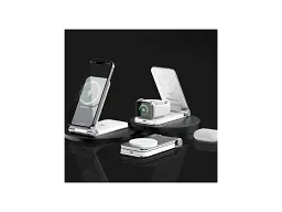 Бездротовий зарядний пристрій Maxco 3in1 15 W Folding Wireless Charger сірий (MW08) - мініатюра 5