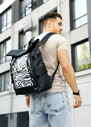 Рюкзак чоловічий Sambag RollTop Hacking чорний принт "Zebra" 41 х 30 х 16 см (24460146m) - мініатюра 3