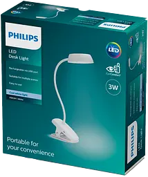 Світильник настільний акумуляторний Philips LED Donutclip DSK201 PT 3W 4000K W USB 02 кліпса білий (929003179707) - мініатюра 2