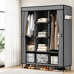 Універсальна тканинна шафа для зберігання речей HCX WARDROBE NEW CL-128 / Складаний органайзер для одягу 170х130х45 см