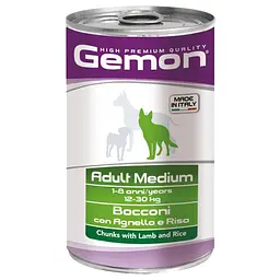 Вологий корм Gemon Dog Adult Medium шматочки з ягням та рисом для собак середніх порід 1250 гр