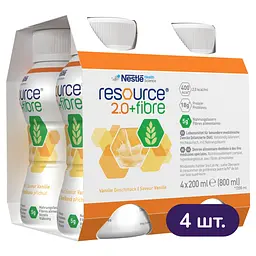 Набір ентеральне харчування Nestle Health Science Resource 2.0+Fibre зі смаком ванілі 3.2 л (4 уп. х 4 шт. х 200 мл)