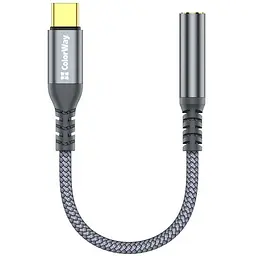 Перехідник USB-C to 3.5mm F 0.14m gray ColorWay (CW-AD-CJ)