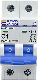 Модульний автоматичний вимикач 2р - 1А - С - ВА-2017 АСКО-УКРЕМ (A0010170033) - мініатюра 2