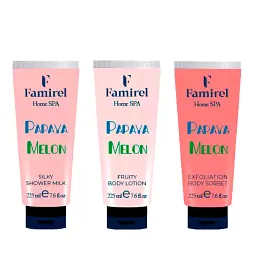 Набір для душу Famirel Home Spa “Melon & Papaya” — тропічна ніжність і шовковистість шкіри (085977, 086233, 086073)
