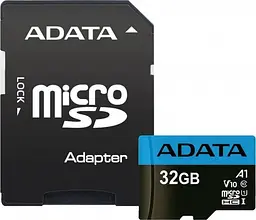 Карта пам'яті Adata microSDHC, 32Gb, Class10 UHS-I, A-Data Premier, adapter SD (AUSDH32GUICL10A1-RA1)