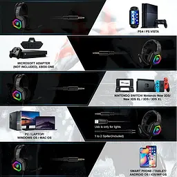 Ігрові навушники Onikuma K10 Gaming with LED з підсвіткою чорні - мініатюра 9