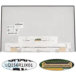Матриця 15.6" LQ156R1JX01 (3840 * 2400 40pin (eDP IPS) LED SLIM (без додаткової панелі) глянець роз'єм по-центру внизу) для