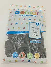 Латексна кулька, Gemar, пастель, чорний, 10 дюйм (25 см), 100 штук, для свят і фотозон