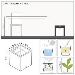 Вазон Lechuza Canto Stone Low, 29 л, графітово-чорний (13722) - мініатюра 4