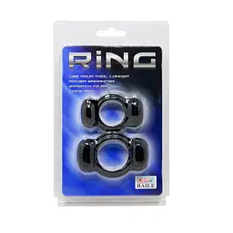 Ерекційне кільце Baile Double Cock Ring, набір з 2 шт (чорний) - мініатюра 3