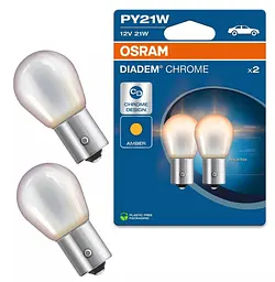 Комплект вказівних ламп розжарювання OSRAM 7507DC-2BL PY21W Diadem Chrome Amber 12V BAU15s (2 шт)