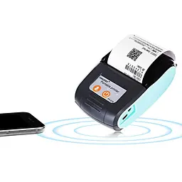 Мобільний термопринтер чеків для смартфона bluetooth Goojprt PT-210, pos принтер + чохол, блакитний (100621) - мініатюра 3