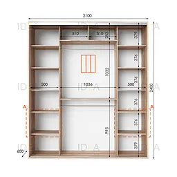 Шафа-купе Idea серія 3 210 x 60 x 240 см Дуб сонома - мініатюра 2