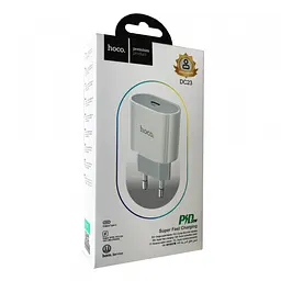 Зарядний мережевий адаптер швидкий Hoco DC23 PD20W QC3.0 для iPhone 8 X 11 12