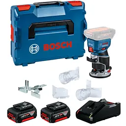 Акумуляторний фрезер Bosch GKF 18V-8 Professional, з 2 акб 4 Ah та з/п GAL 18V-40, в кейсі L-Boxx 136