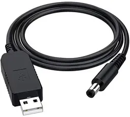 Кабель для роутера USB DC живлення від Power Bank Fonken із трансформатором 9V з перехідником 5.5 - 3.5 мм Чорний