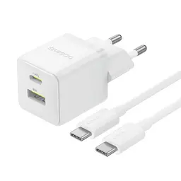 Мережевий зарядний пристрій Baseus Palm Fast Charger C+U 30W + Cable Type-C to Type-C білий P1011160A213-01 - мініатюра 5