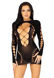 Безшовна міні-сукня з довгим рукавом Leg Avenue Long Sleeve Cut Out Mini Dress