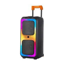 Колонка портативна акумуляторна Bluetooth 8"х2 потужність 100Вт з мікрофоном радіо пульт та світломузикою UKC NDR-1097