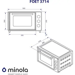 Електрична піч Minola Foet 3714 UA жовта - мініатюра 15