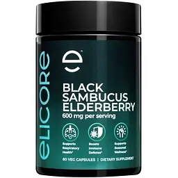 Амінокислота Elicore Labs Black Sambucus Elderberry 600 mg, 60 вегакапсул vit0003845