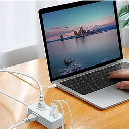 Подовжувач Aigo Power Strip 3 розетки 2 USB 1 m White AC0320 - мініатюра 8