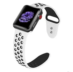 Спортивний ремінець з перфорацією Primo для Apple Watch 38 мм, 40 мм, 41 мм White Black - мініатюра 2