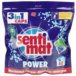 Капсули для прання Sentimat Power 3in1 - універсальний засіб, 40 прань, подвійна формула для глибокого очищення 40 шт