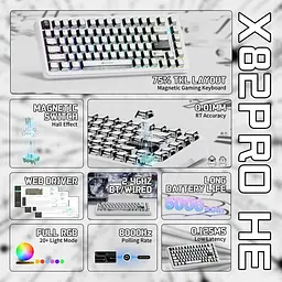 Клавіатура Attack Shark X82 Pro RGB HE Magnetic Switch Wireless Comic (AS-6972792470719-C-UA) [166729] - мініатюра 2