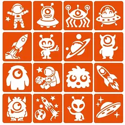 Набір трафаретів для біо-тату Fresh Tattoo Монстри та ракети №2o monsters-and-rockets-2-6x6-16