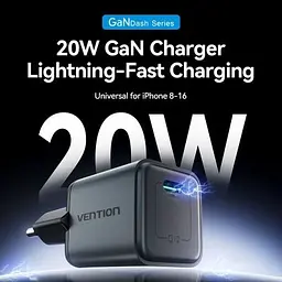 Зарядний пристрій Vention USB-C PD20W GaN gray (FEVH0-EU) - мініатюра 2