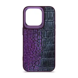 Кожаный чехол для Apple iPhone 15 Pro, Harder Glamorous Croco, фиолетовый, термополиуретан ТПУ + экокожа с имитацией кожи крокодила, панель, защита корпуса, противоударный, микрофибра, рамка вокруг камеры, защита всего корпуса, (ARM76763)