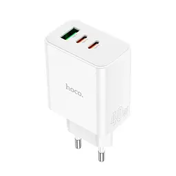 Мережевий зарядний пристрій HOCO C126A Pure power PD40W three-port(2C1A) charger білий