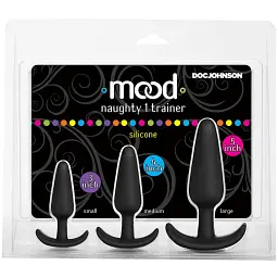 Анальна пробка Doc Johnson Mood Naughty Trainer Set 3 шт (чорний) - мініатюра 2