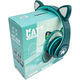 Гарнітура бездротова з підсвічуванням CAT EAR YW-018 Bluetooth навушники з вушками (Зелений) блютуз (ST)