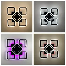 Стельова чорна люстра LED на 4+1 ріжки-квадрати | Арт. A 2400/4+1S RGB BK BK | Line F - мініатюра 5