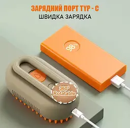 Парова щітка масажер з ручкою Steamy Brush, для сухого та вологого вичісування Білий - мініатюра 8