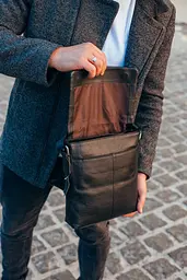 Чоловіча сумка планшет через плече 23х26х6, шкіряна барсетка Tiding Bag SK A75-181 чорна 230 мм - мініатюра 10