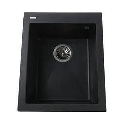 Гранітна мийка Globus Lux Lama чорний металік 410x500мм-А0001 000006136, Чорний