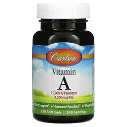 Вітаміни та мінерали Carlson Labs Vitamin A 15000 IU, 240 капсул